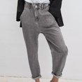 thumbnail image 3 of REALiKUN Wide Leg Denim Pants for Women Elastic Waist Pants Solid Color Button Pant Summer Casual Pants Dressy Comfy Pants, 3 of 4