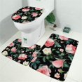 thumbnail image 2 of Pioneer Flower Floral Print Pattern Bathroom Rugs Sets 3 Piece,Toilet Cover Set,Absorbent Non Slip Bathroom Mats Sets with U-Shaped Contour Rug Toilet Rug Set, 2 of 5