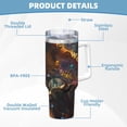 thumbnail image 5 of Cauagu Colorful Bull Western Man Print Stainless Steel Vacuum Insulated Tumbler,40oz Water Bottle with Handle & Flip Straw Reusable Travel Coffee Mug for Women & Men, 5 of 8