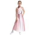 thumbnail image 3 of TiaoBug Kids Girls Lyrical Dress Halter Sleeveless Chiffon Overlay Skirt Skating Dance Leotard Dusty Pink 14, 3 of 7