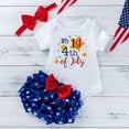 thumbnail image 2 of LUOGENLI Girl Summer Outfits Size 10-12 Under 10 4th of July Girls Independence Day Short Sleeve Letter Prints Romper Bodysuit Shorts Headband Outfits Clothes Set 3-6 Months, 2 of 6