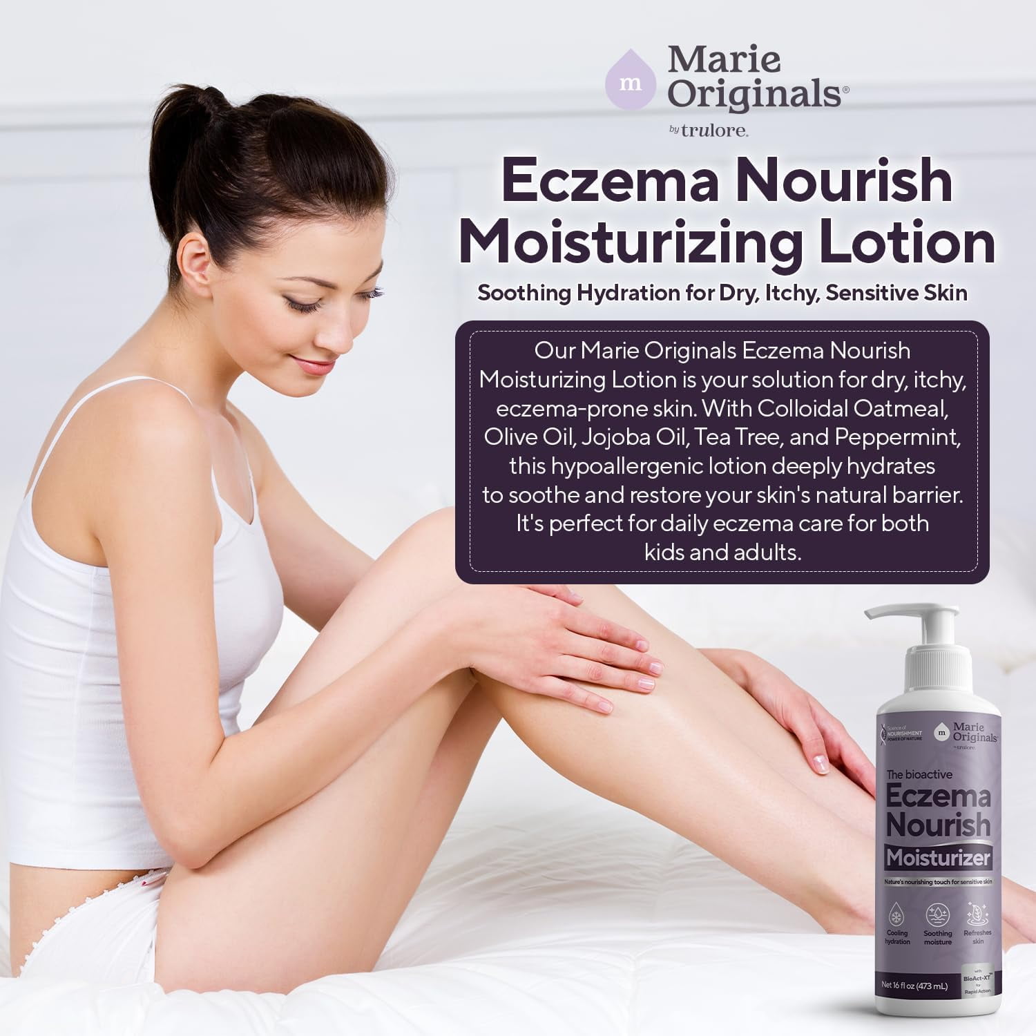 Marie Originals Eczema Nourish Moisturizing Lotion, Hydrating Cream for Dry, Itchy & Sensitive Skin, Hypoallergenic (2pack)