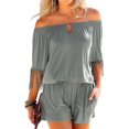 thumbnail image 1 of Women's Strapless Off Shoulder Printed Beachwear Short Rompers Jumpsuits, 1 of 4