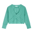 thumbnail image 4 of CUZIBR Girls Youth Shirts Loose Fit Long Sleeve Cropped Top Solid Color Oversized Crewneck Casual Blouse Backless Summer Basic Breathable Cozy Lightweight Tee Blouse,Green,9-10 Years, 4 of 8