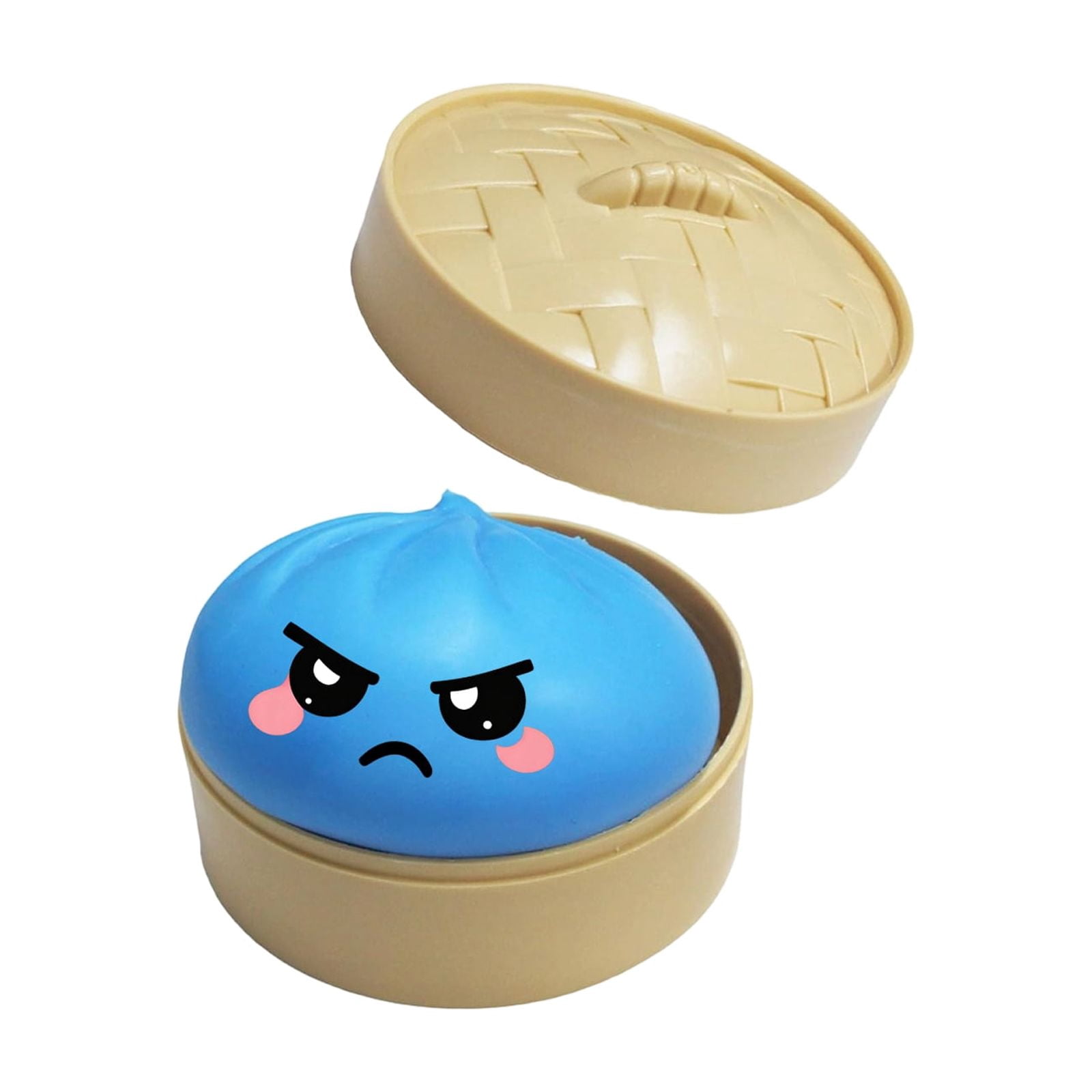 Glitter Colorful Dumpling Squishy, Cute Squishy Dumpling Large with Steamer, Squishy Dumpling Doll with Cute Expressions, Silicone Bun Sensory Fidget Dolls, Hand Pinching Decompression Dolls