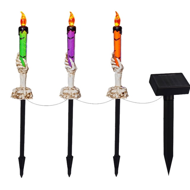 SXcggal Halloween Solar Garden Resin Courtyard Ground Lighting Colorful Hand Candles Atmosphere Decorative Lights Practical Basic Garden Lamps For Garden