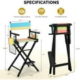 thumbnail image 3 of OmySalon Director's Chair 31" Height Folding Portable w/Storage Pouch & Footrest, Makeup Artist Chair for Salon, Events, Mobile, 250lb Capacity, Black Wood Frame & Colorful Canvas Seat, 3 of 7