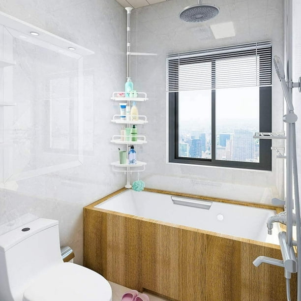 4 niveaux télescopique douche caddie réglable salle de bain coin étagère  douche organisateur pour savon shampooing