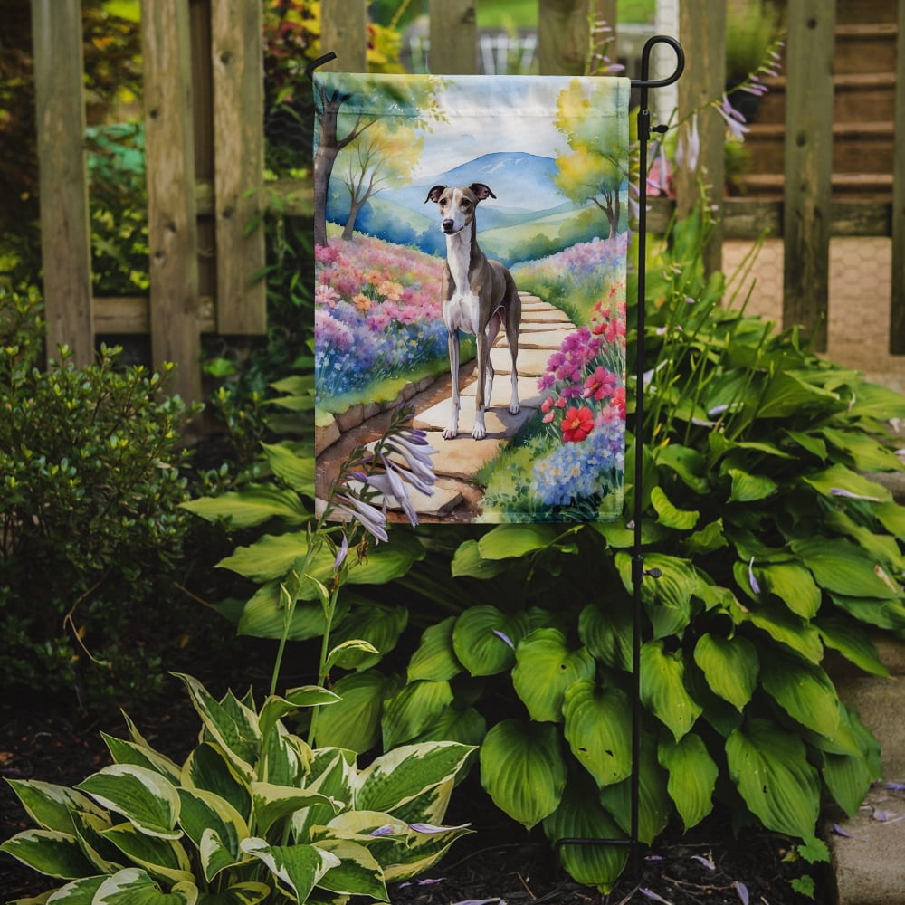 Whippet Spring Path Garden Flag 11.25 in x 15.5 in