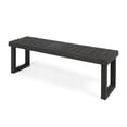 thumbnail image 6 of GZXS Modern Outdoor Dining Bench, 60" Slatted Acacia Wood Bench, Backless Patio Seating for Dining Area, Entryway, Porch or Backyard, Dark Gray, 6 of 8