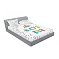 thumbnail image 3 of Saying Bedding Set with Sheet & Covers, Have Fun Motivational Inspirational Words with Geometric Details Print, Printed Bedroom Decor 2 Shams, 4 Sizes, Black Green Blue, by Ambesonne, 3 of 3