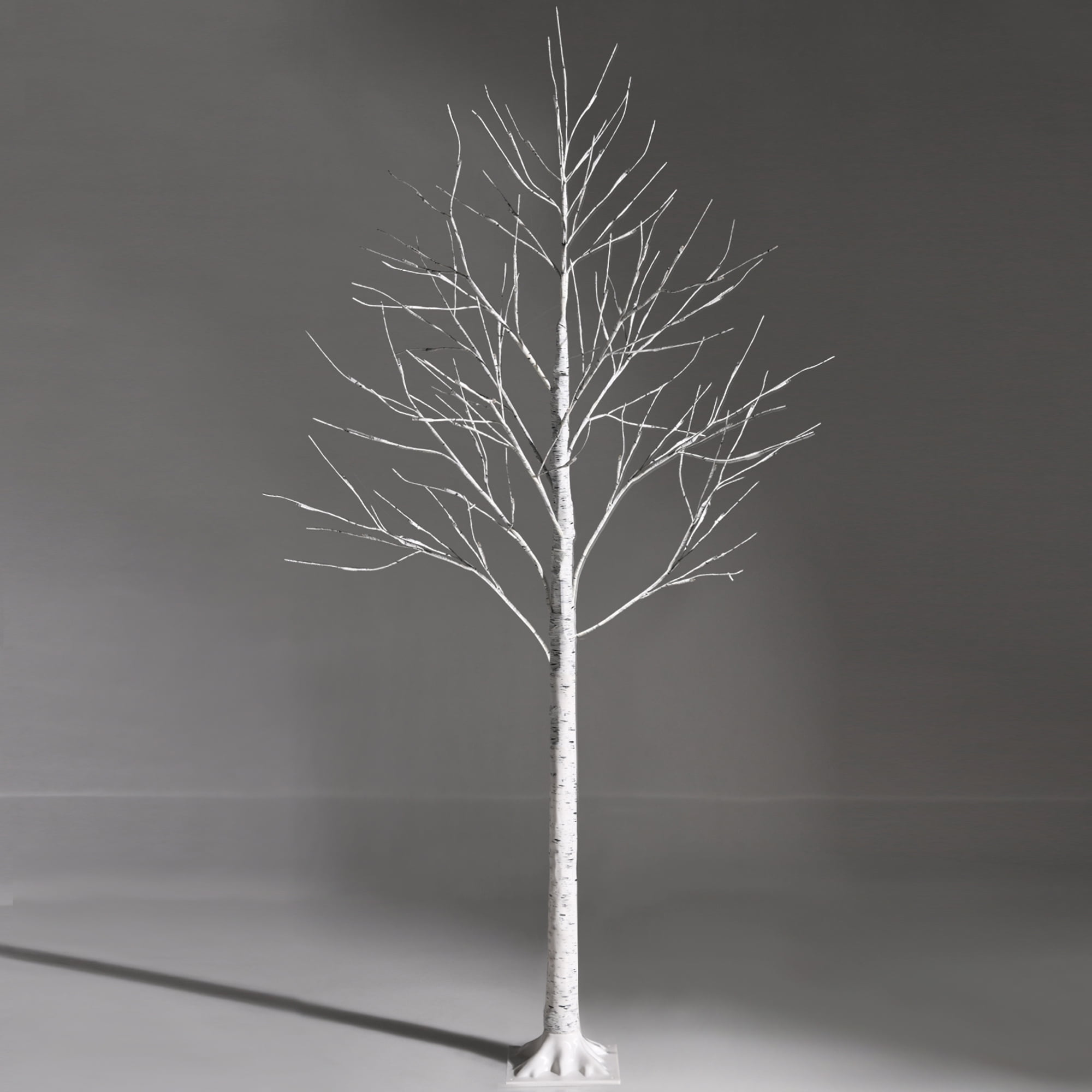 Gymax 6 FT Pre-lit White Birch Artificial Twig Birch Tree Christmas Decor