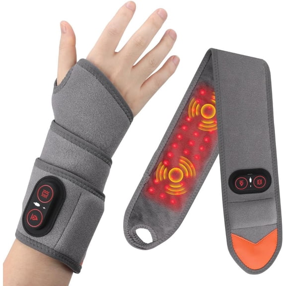 Cordless Hand Wrist Massager with Heat & Vibration, 3 Heat Levels and 3 Massage Settings, Adjustable Carpal Tunnel Wrist Brace for Left or Right Hand