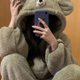 thumbnail image 3 of Conjunto de pijama con capucha y orejas de oso para mujer, ropa de dormir cálida de lana de Coral, ropa de dormir con bordado de dibujos animados, Lolita, Otoño e Invierno, 3 of 4