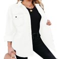 thumbnail image 4 of Vetinee Women‘s Oversized Button Up Frayed Hem Denim Jacket Button Down Long Sleeve Pockets Jean Jacket Size S-2XL, 4 of 8