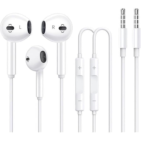 2 Pack Apple Earbuds [Apple MFi Certified] Headphones Earphones with 3.5mm Wired in Ear Headphone Plug(Built-in Microphone & Volume Control) Compatible with iPhone,iPad,iPod,PC,MP3/4,Android -White