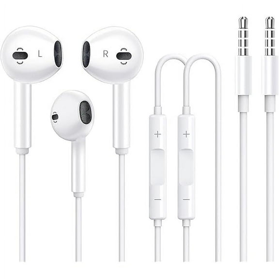 2 Pack Apple Earbuds [Apple MFi Certified] Headphones Earphones with 3.5mm Wired in Ear Headphone Plug(Built-in Microphone & Volume Control) Compatible with iPhone,iPad,iPod,PC,MP3/4,Android -White