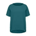 thumbnail image 4 of Yuwull Summer Tops For Women Womens Tops Casual Fashion Women Summer Solid Top Round-Neck Short Sleeve Side Slit Casual T-Shirt Blouse Womens Tops Dressy Casual On ClearanceXXXXL(4XL), 4 of 8
