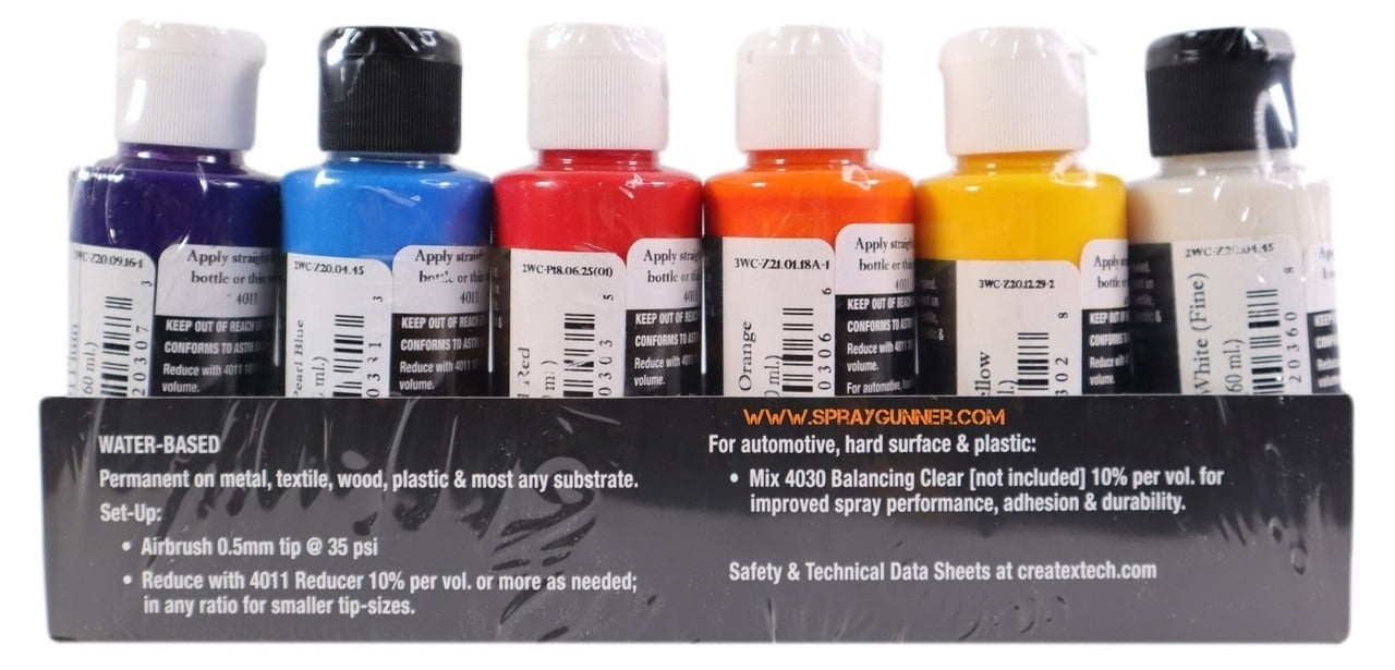 Createx Wicked Colors Airbrush Color - Opaque Essential Pearlized, Set of 6, 2 oz, Bottles
