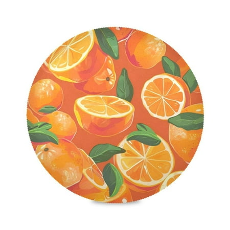 

Round Plate Mat 15.4x15.4 Inchesx1 Placemat Table Mat Kitchen Mat Coffee Mat Fabric Thick Strong Wear-Resistant Heat Resistance Mandarin Orange