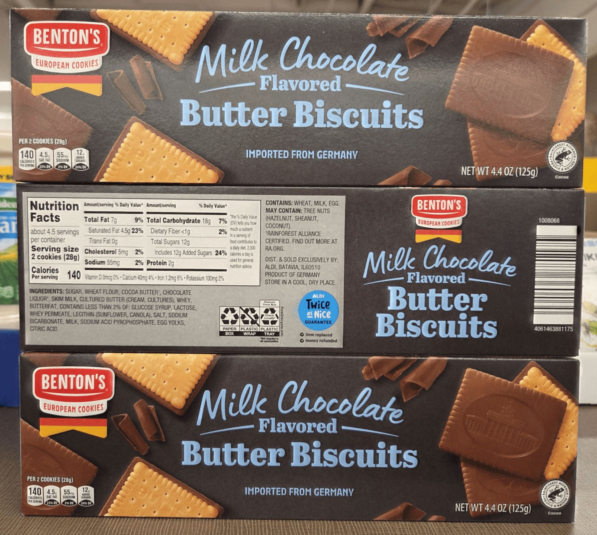Benton's Milk Chocolate Flavored Butter Biscuits 4.4oz 125g (3 Boxes)