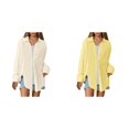 thumbnail image 1 of (2-Pack) Rinsvye Womens Oversized Casual Plain Weave Pure Color Loose Fit Blouse Lightweight Button Down Shirt Spring Summer Breezy Top Trendy Streetwear, 1 of 8