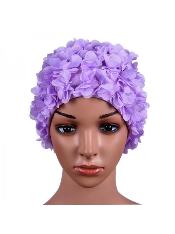 WINOMO Fashionable Swim Cap Floral Petal Stylish Swimming Hat Bathing Caps Size L for Women