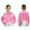 thumbnail image 1 of YUUMIN Veste Métallique Décontractée à Sequins pour Filles et Garçons, Veste à Col Rabattu avec Fermeture Éclair, Vêtements de Sport Rose 8, 1 of 6