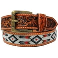 thumbnail image 2 of 41-42  Unisex 1.5" Western Floral Tooled Beaded Full-Grain Leather Belt 26RT33, 2 of 2