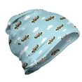 thumbnail image 1 of Airplane Unisex Beanie, Doggies Driving Aircraft, Hiking Outdoors, Olive Green Pale Blue, by Ambesonne, 1 of 1
