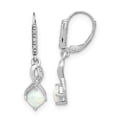 thumbnail image 4 of Auriga Fine Jewelry 925 Sterling Silver Created Opal and Diamond Leverback Dangle Earrings for Women, 4 of 6