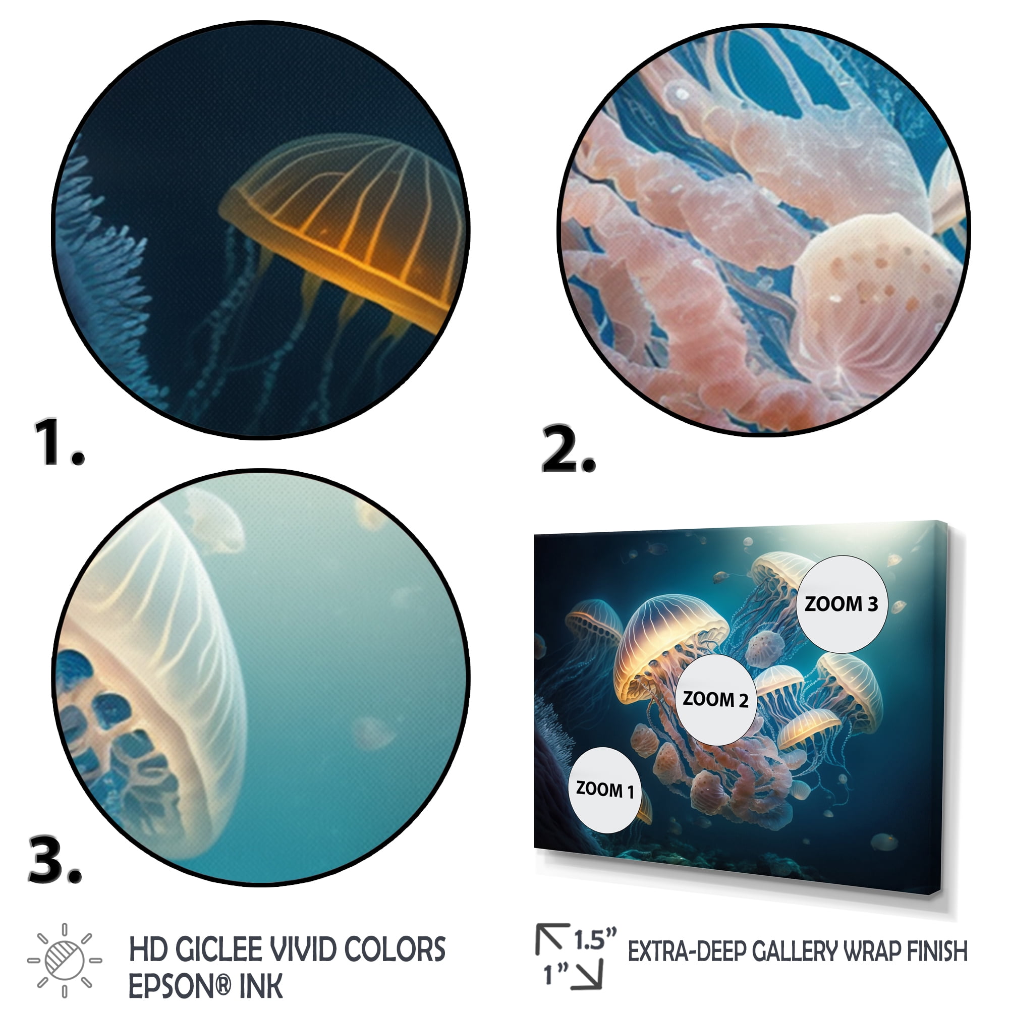 Designart Jellyfish In The Ocean I Canvas Wall Art
