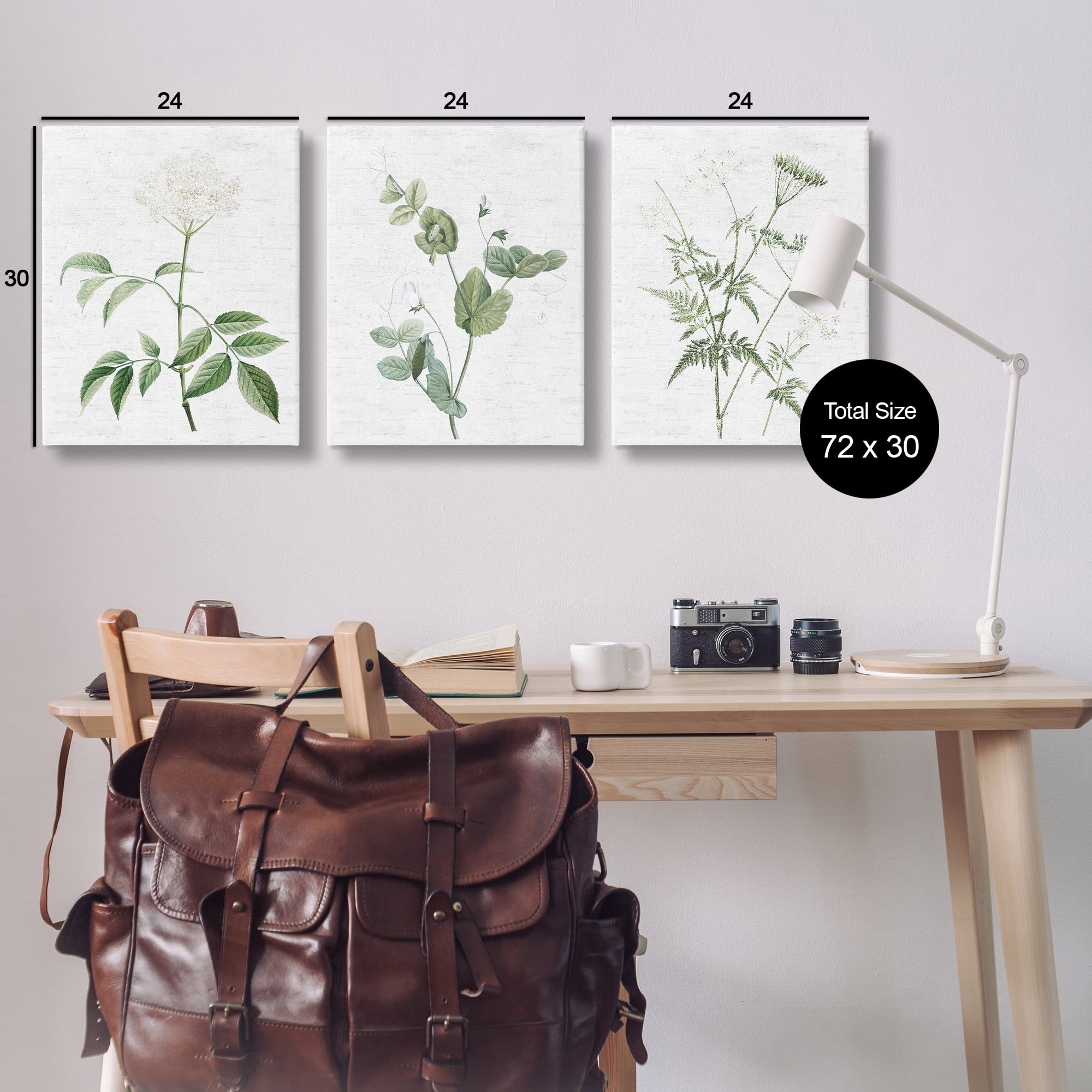 Stupell Industries Soft White Botanicals Plants & Flowers Painting Wrapped Canvas Art Print Wall Art, 24 x 30, Set of 3