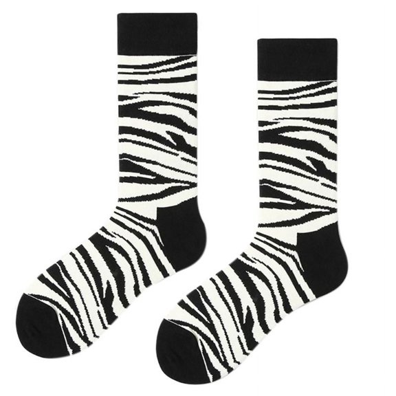 XISAOK Unisex Hip Hop Funny Crew Socks Black White Zebra Stripes Skateboard Hosiery