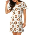 thumbnail image 2 of Balery Wooden Barrels With Honey Pattern Womens Short Sleeve Sleepshirt Scoopneck Cute Nightdress Comfy Nightgown Loungewear Dress, 2 of 6