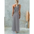 thumbnail image 6 of Women's One Shoulder Striped Maxi Dress Asymmetrical Design With 100% Polyester Fabric Perfect For Summer Evenings, 6 of 6