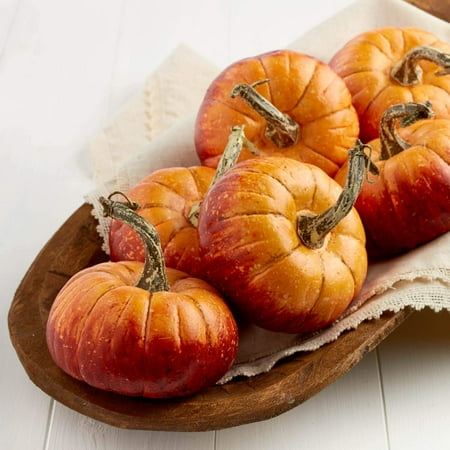 Package of 6 Rustic Artificial Pumpkins for Halloween, Fall and Thanksgiving Decorating, 6 RUSTIC ORANGE AND YELLOW PUMPKINS will bring the harvest look to your.., By Factory Direct Craft