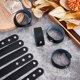 thumbnail image 5 of 12 pulseras de cuero genuino de 8,7 x 1 pulgada con 3 broches, ajustables, lisas, de cuero negro, brazalete de cuero, brazalete de cuero, 5 of 6