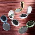 thumbnail image 3 of Travel Hair Brush Round Folding Pocket Design with Mirror Brass Compact for Smooth Glide Styling, 3 of 4