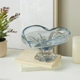 thumbnail image 2 of DecMode 11" Round Ombre Heart Blue Glass Decorative Bowl with Folded Curve Opening and Scalloped Base, 2 of 10