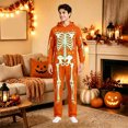 thumbnail image 5 of Unisex Adult Hooded Onesie, Halloween Skeleton Full‑Body Print Long Sleeve Jumpsuit for Men Women Home Loungewear, 5 of 8