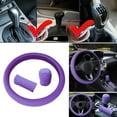 thumbnail image 7 of 3PCS Car Steering Wheel + Handbrake + Gear Shift Cover for 15" 37-38 cm Purple, 7 of 7
