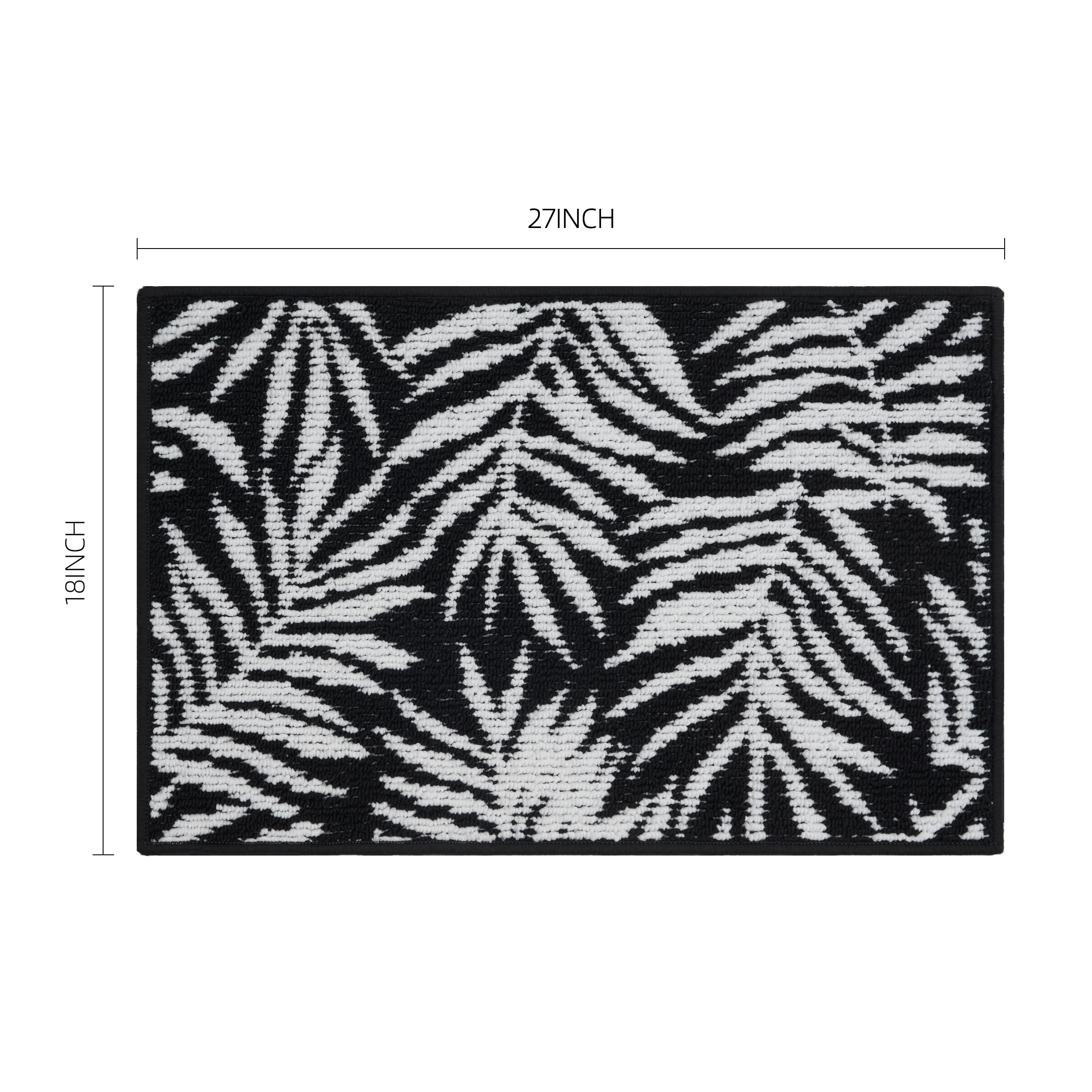(2 pack) Mainstays Jacquard High Low Loop Kitchen Mat 18"x 27" Rich Black & Arctic White