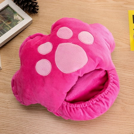 

Men Women Winter Plush Leopard Cat Elactric Interface USB Charger Slipper Shoes