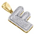 thumbnail image 4 of 10K Yellow Gold Diamond Initial F Pendant 1.30" Mini Bubble Letter Charm 1/2 CT., 4 of 6