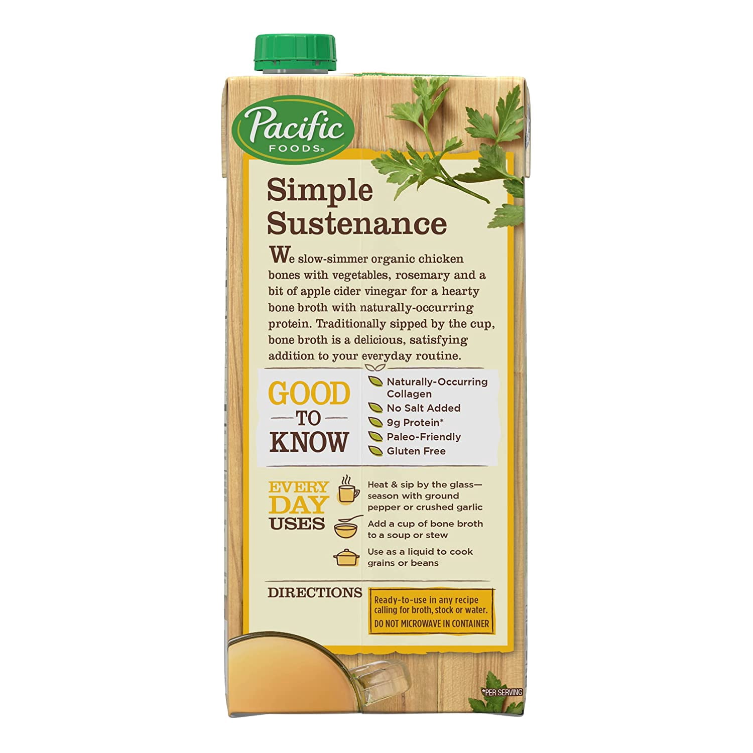 Pacific Foods Organic Bone Broth Unsalted Chicken -- 32 fl oz Pack of 4