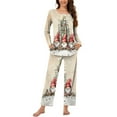 thumbnail image 2 of asdoklhq Flannel Pajamas for Women Women Christmas Fashionable and Casual Loose Printed Round Neck Button Up Long Sleeved Pants Pajama Set Multicolor XL, 2 of 7