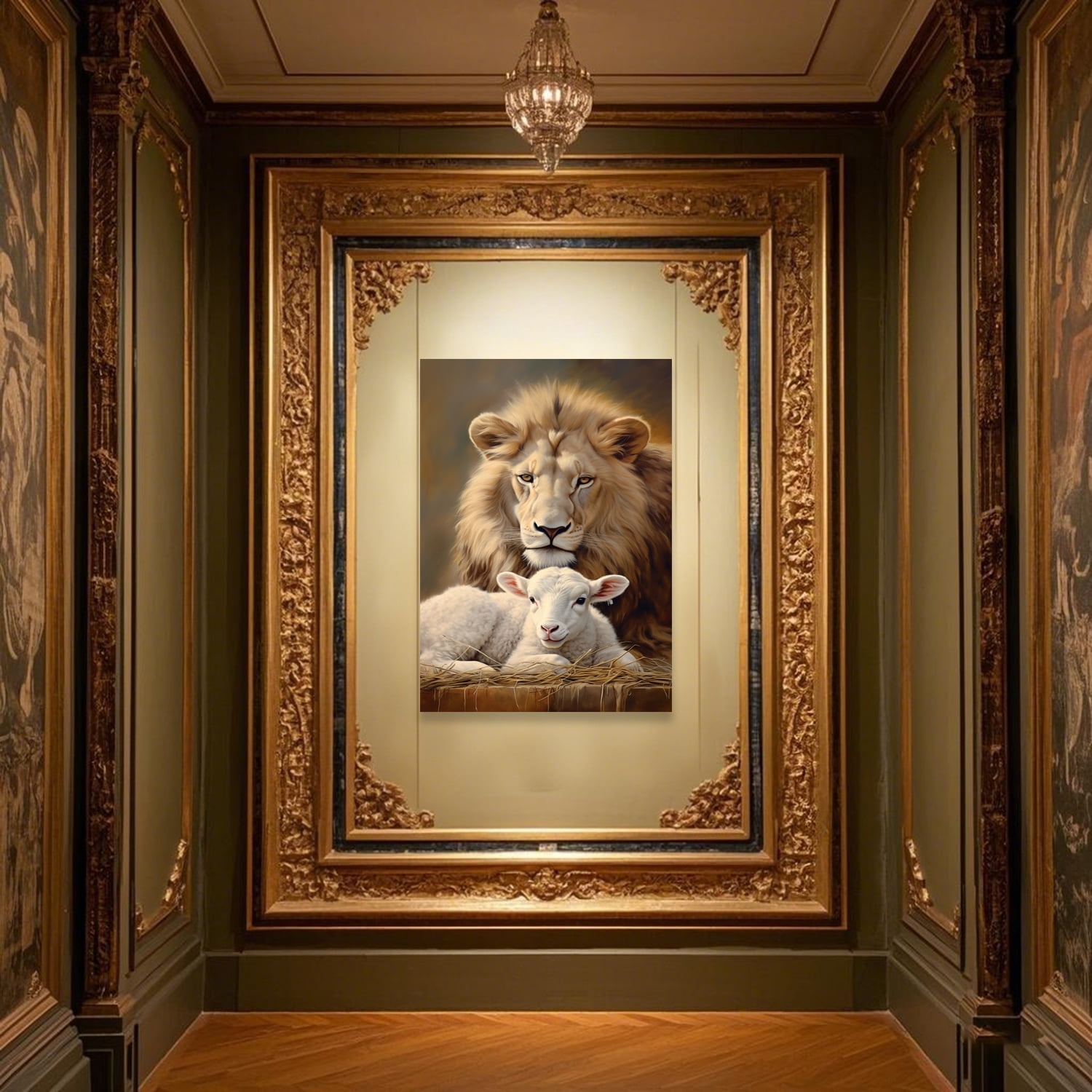Lion Wall Art Jesus Christian Wall Decor Lion of Judah Canvas Prints Lamb of God Poster Rustic Animals Pictures Bible Religious Paintings Artwork for Living Room Bedroom Home Decorations