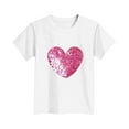 thumbnail image 5 of Miluxas Girls T Shirts Crew Neck Short Sleeve Pink Heart Print Tops Casual Basic Tees White 14-15Years, 5 of 6