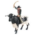 thumbnail image 2 of Figuras de pintadas a mano, modelo de juguetes de animales en miniatura, colección artesanal, figuras de acción detalladas realistas para Estilo A Macarena  Figura Toro con jinete, 2 of 8